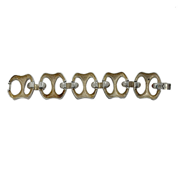 Sterling Silver & Bone Bracelet in Mid-Century Modern Style