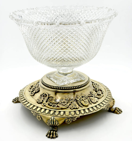 Paul Crespin 1810 Georgian Gilt Sterling Silver & Crystal Centerpiece