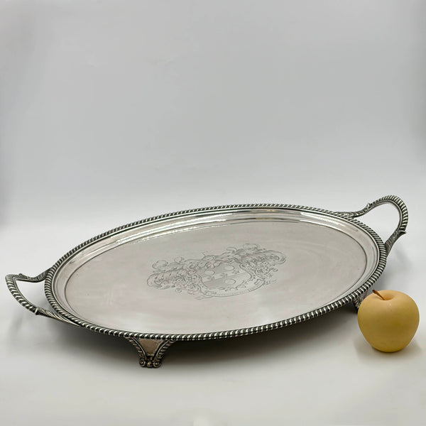 John Mewburn English Sterling Silver Georgian Tray from 1814