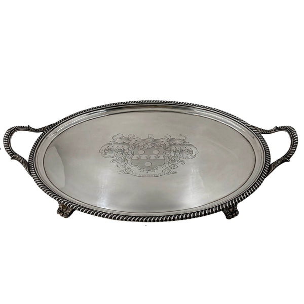 John Mewburn English Sterling Silver Georgian Tray from 1814