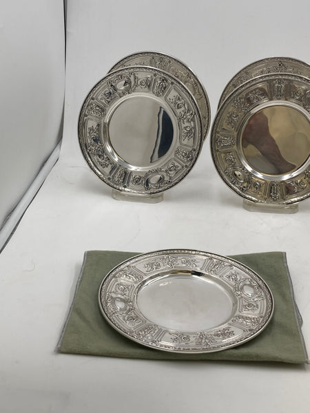 Gorham Set of 12 Sterling Silver Bread/ Dessert Plates in Maintenon Pattern from 1926