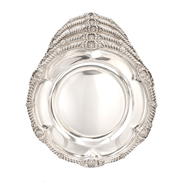 Set of 12 Francis Higgins English Sterling Silver 1928 Dinner Plates/ Chargers