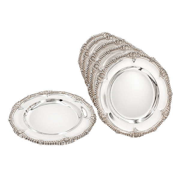 Set of 12 Francis Higgins English Sterling Silver 1928 Dinner Plates/ Chargers