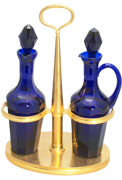 Pair of Pampaloni Gilt Sterling Silver Cruet Set Bottles in Arts & Crafts Lalaounis Style