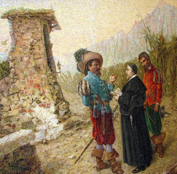 Roberto Grieco Italian Micromosaic Panel, Don Abbondia & Don Rodrigo's Thugs
