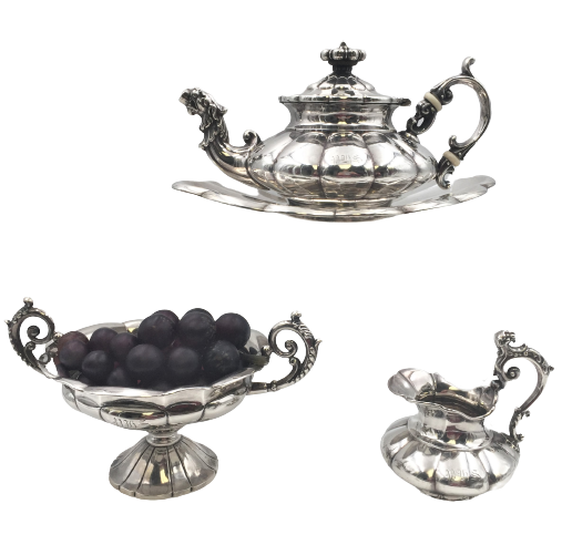 4-Piece 19th Century Continental Silver Demitasse Tea Service