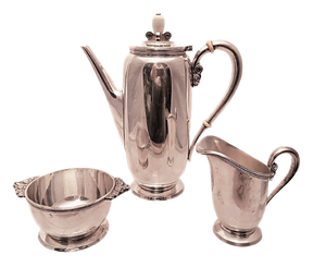 3-Piece International Sterling Silver Bachelor Tea / Coffee Set in Art Moderne Style
