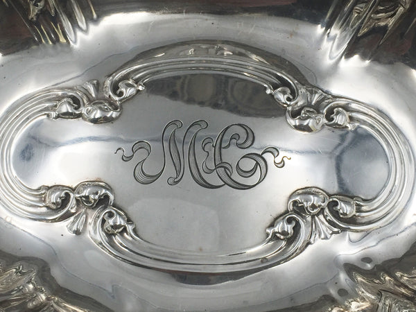 Gorham Sterling Silver Pair of 1917 Floral Repousse Centerpieces Bowls in Art Nouveau Style