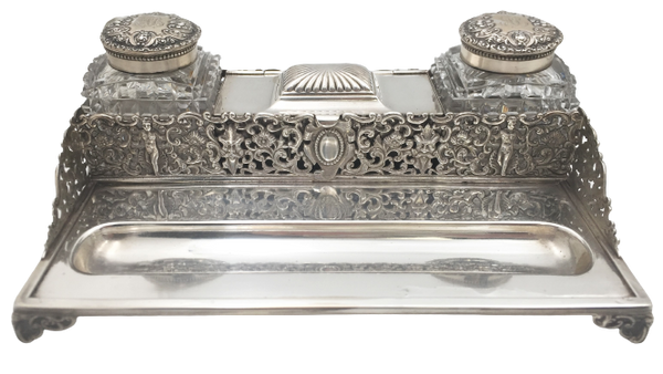 Gorham Sterling Silver 1886 Table Top Double Inkwell