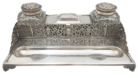 Gorham Sterling Silver 1886 Table Top Double Inkwell