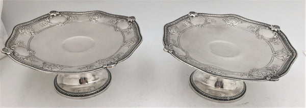 Gorham Sterling Silver Pair of 1926 Tazzas Compotes Dishes in Gregorian Pattern
