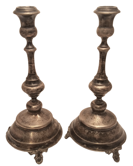 Pair of Austrian Continental Silver Candlesticks