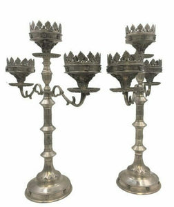 Pair of Silver Three Light Candelabra