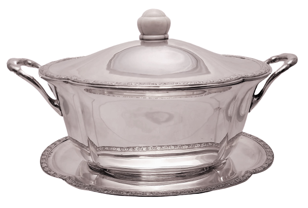 Austrian Continental Silver Tureen / Covered Dish With Matching Tray in Jugendstil Style