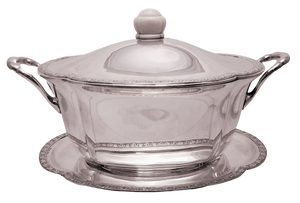 Austrian Continental Silver Tureen / Covered Dish With Matching Tray in Jugendstil Style