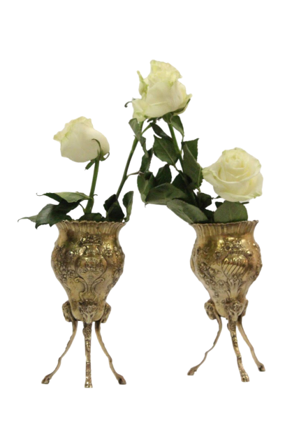 Pair of Vermeil Continental Silver Footed Vases