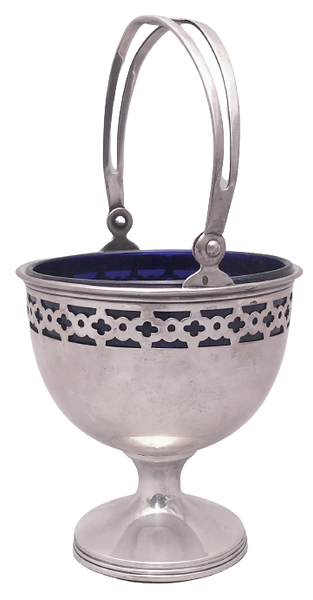 Sterling Silver Bridal Basket by Wallace With Blue Glass Liner