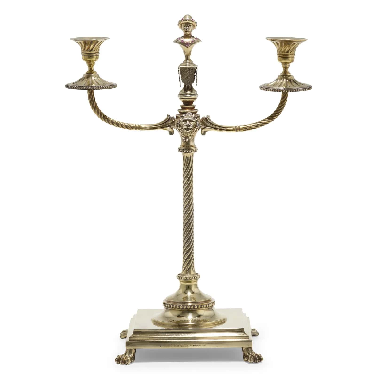 Nardi Italian Gilt Sterling Silver Candelabra