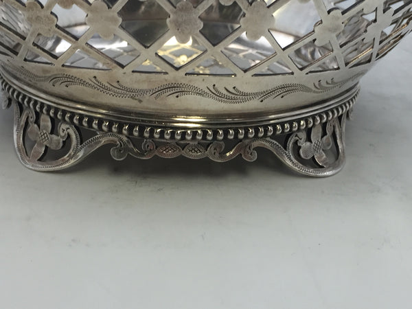 Sterling Silver Pierced Fruit / Flower Centerpiece Basket