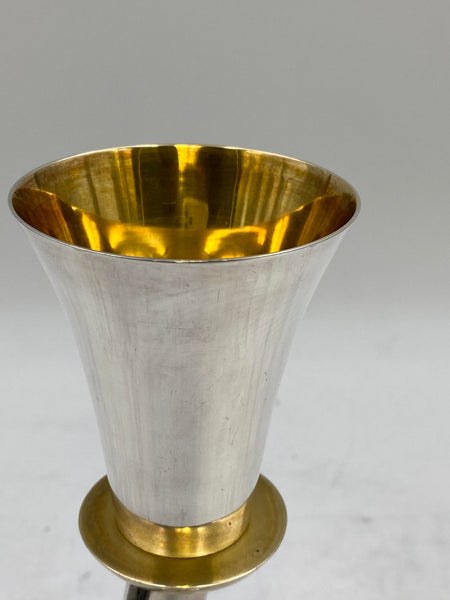 Pair of De Vecchi Sterling Silver Goblets Kiddush Cups in Mid-Century Modern Style