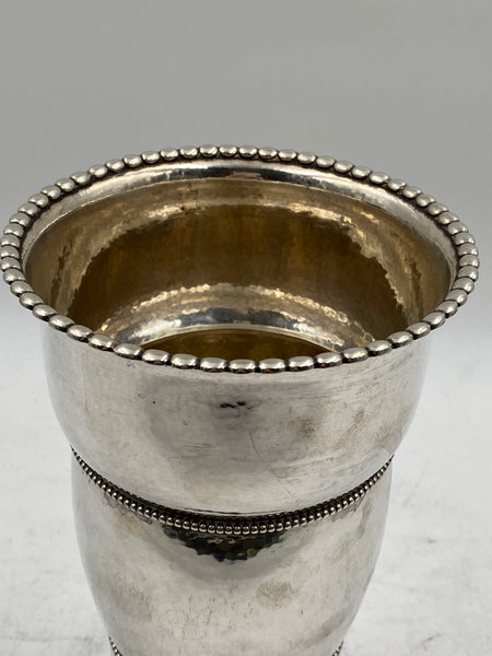 Danish Silver Hand Hammered Vase by C. Heise