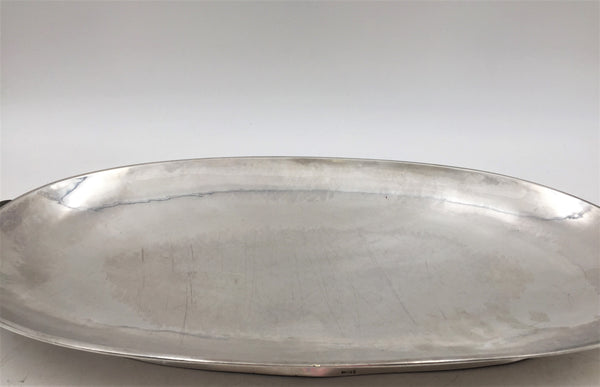 Norwegian Continental Silver Large Hammered Centerpiece Tray in Art Deco Style