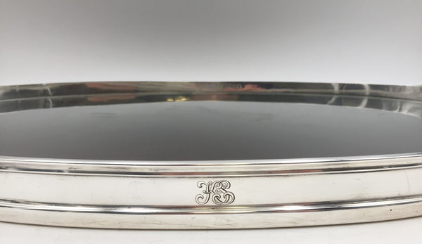 Shreve & Co. Sterling Silver Mahogany and Glass Gallery Tray in Art Deco Style