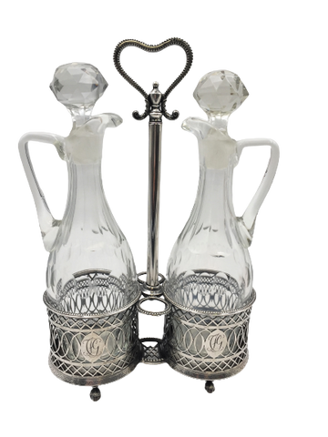 18th Century German Silver Oil and Vinegar Bottle Cruet Set