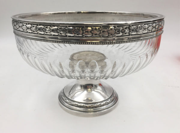 W. Wolff Luxembourgish Silver and Glass Centerpiece Bowl in Empire Style from the 19th Century