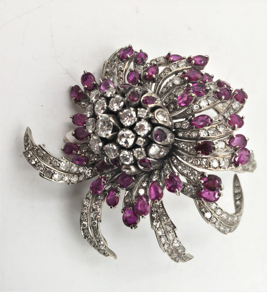 19th Century Diamond and Ruby Brooch