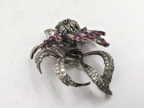 19th Century Diamond and Ruby Brooch