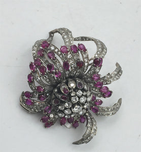 19th Century Diamond and Ruby Brooch