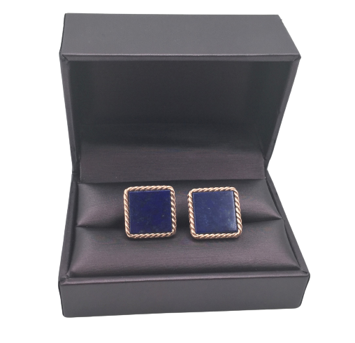 Pair of French 18k Gold and Lapis Lazuli Cufflinks