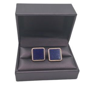 Pair of French 18k Gold and Lapis Lazuli Cufflinks