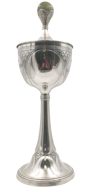 German Continental Silver and Onyx Monumental Trophy in Art Deco Style