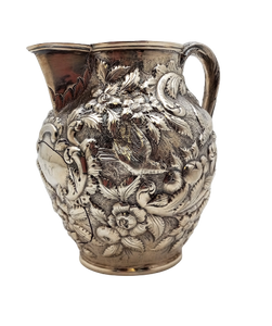 Geo. W. Webb & Co. Hand-Chased Coin Silver Aesthetic Repousse Pitcher, circa 1875