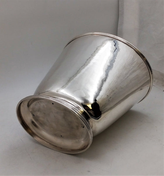 Monumental Sterling Silver Hand Hammered Italian Wine Cooler in Mid-Century Modern Style