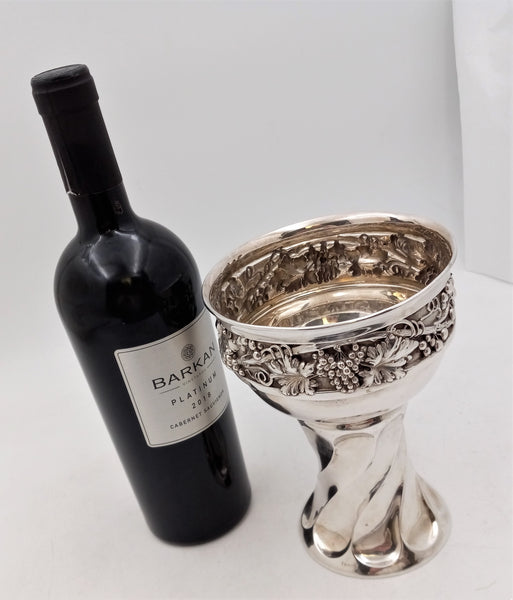 Deyhle German Continental Silver Monumental Goblet with Grape Motif