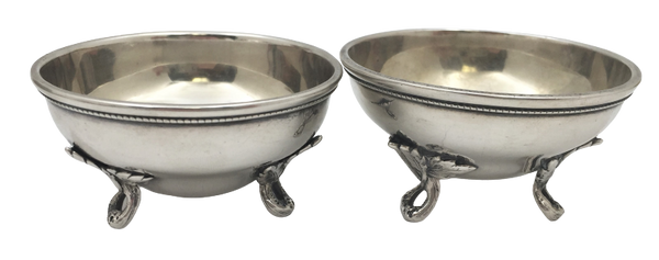 Tiffany & Co. Pair of 1850s Sterling Silver Open Salts on Clover Legs