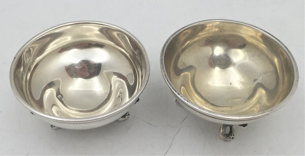 Tiffany & Co. Pair of 1850s Sterling Silver Open Salts on Clover Legs