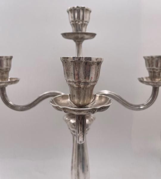 German Continental Silver Pair of 5-Light Candelabra in Jugendstil Style