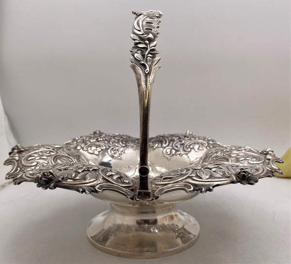 English Sterling Silver 1841 Basket / Centerpiece Bowl in Victorian Style