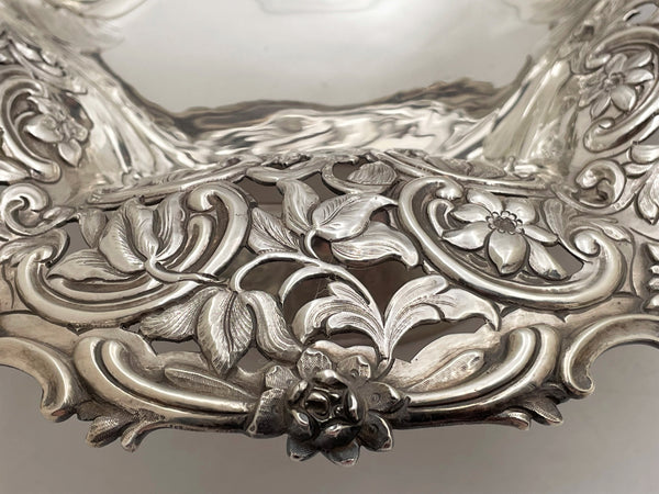 English Sterling Silver 1841 Basket / Centerpiece Bowl in Victorian Style