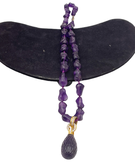Italian Amethyst, Diamond, and Gold Necklace