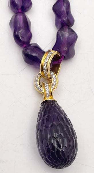 Italian Amethyst, Diamond, and Gold Necklace