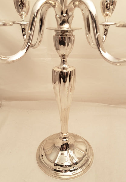 Pair of 5-Light Continental Silver Candelabra in Art Moderne Style