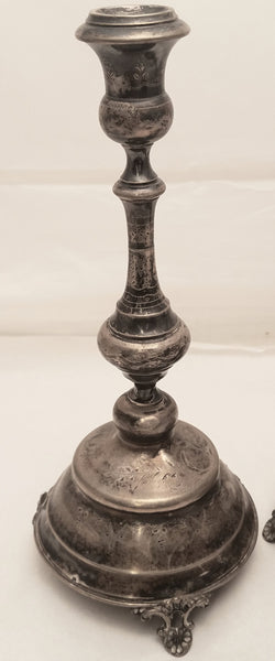 Pair of Austrian Continental Silver Candlesticks