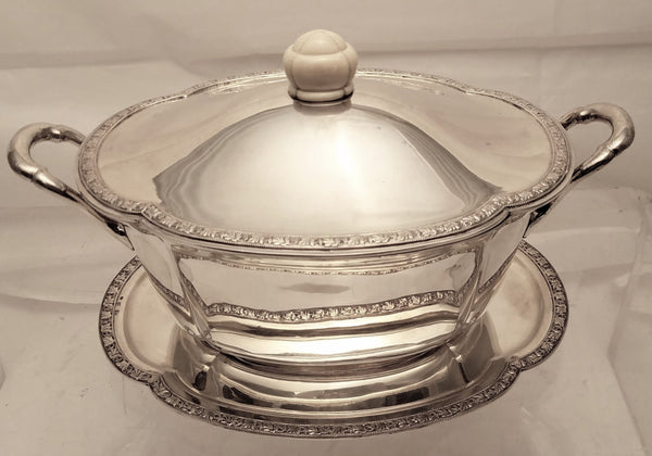 Austrian Continental Silver Tureen / Covered Dish With Matching Tray in Jugendstil Style