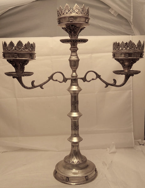 Pair of Silver Three Light Candelabra