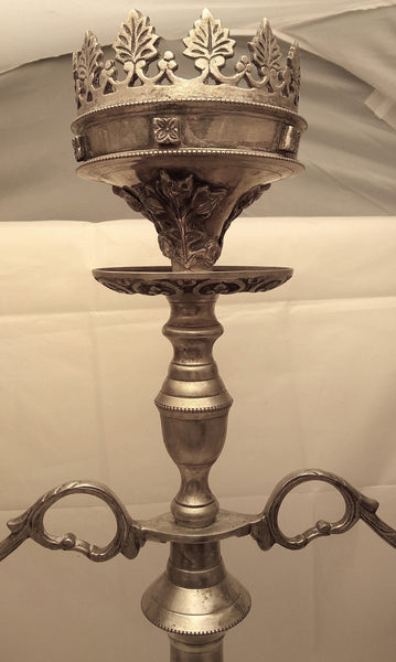 Pair of Silver Three Light Candelabra